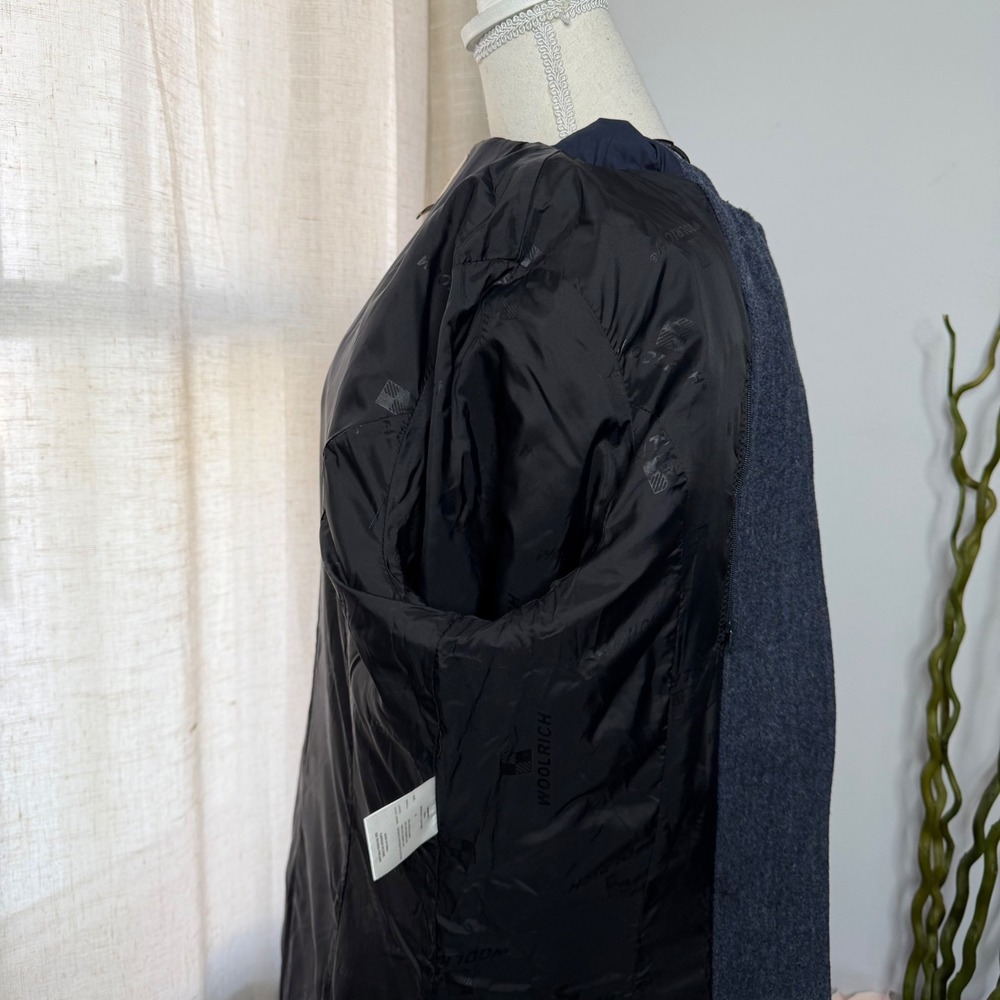 Woolrich Hooded Parka Jacket Coat Wool Blend Navy Blue Toggle Zip Women's SMALL - Picture 14 of 16